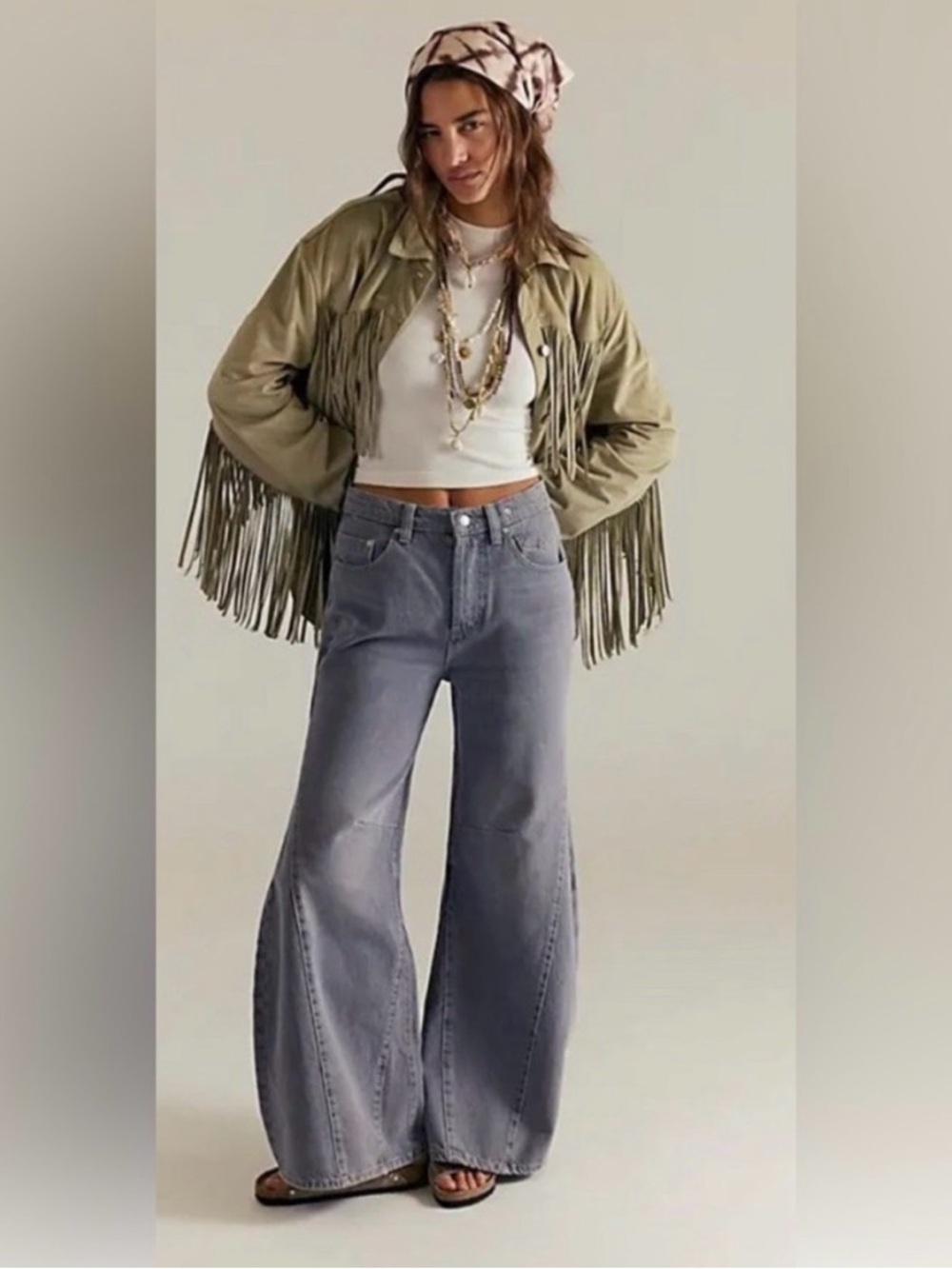 We The Free Eden Slouchy Wide-Leg Jeans in Gray